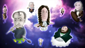 The French poets turned into cartoons, with Jean de La Fontaine and Charles Baudelaire